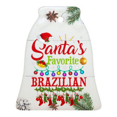 Funny SantaS Favorite Brazilian Christmas Santa Hat Light Ceramic Bell Ornament