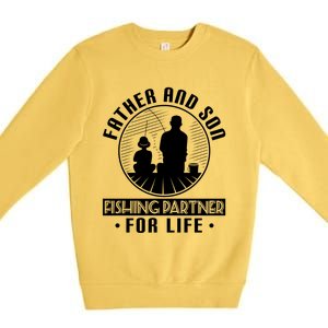 Father Son Fishing Partners For Life Cute Gift Premium Crewneck Sweatshirt