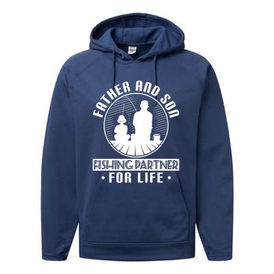 Father Son Fishing Partners For Life Cute Gift Performance Fleece Hoodie