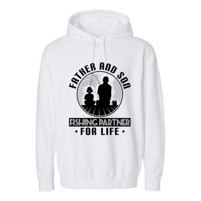 Father Son Fishing Partners For Life Cute Gift Garment-Dyed Fleece Hoodie