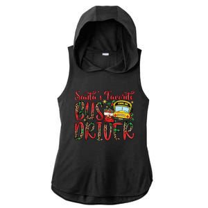 Funny Santas Favorite School Bus Driver Christmas Pajama Ladies PosiCharge Tri-Blend Wicking Draft Hoodie Tank