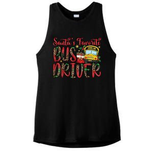 Funny Santas Favorite School Bus Driver Christmas Pajama Ladies PosiCharge Tri-Blend Wicking Tank