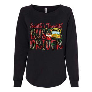 Funny Santas Favorite School Bus Driver Christmas Pajama Womens California Wash Sweatshirt