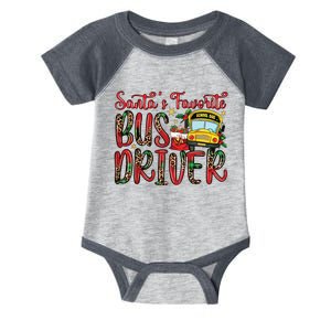 Funny Santas Favorite School Bus Driver Christmas Pajama Infant Baby Jersey Bodysuit