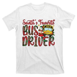 Funny Santas Favorite School Bus Driver Christmas Pajama T-Shirt