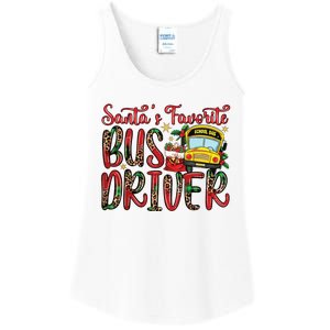 Funny Santas Favorite School Bus Driver Christmas Pajama Ladies Essential Tank