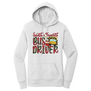 Funny Santas Favorite School Bus Driver Christmas Pajama Women's Pullover Hoodie