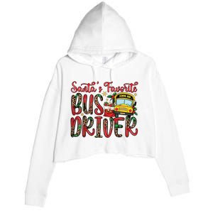 Funny Santas Favorite School Bus Driver Christmas Pajama Crop Fleece Hoodie