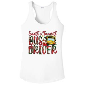 Funny Santas Favorite School Bus Driver Christmas Pajama Ladies PosiCharge Competitor Racerback Tank