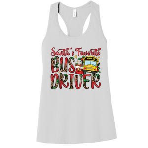 Funny Santas Favorite School Bus Driver Christmas Pajama Women's Racerback Tank