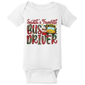 Funny Santas Favorite School Bus Driver Christmas Pajama Baby Bodysuit