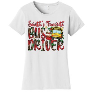 Funny Santas Favorite School Bus Driver Christmas Pajama Women's T-Shirt