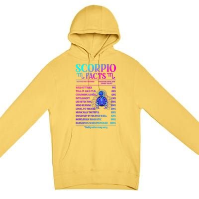 Funny Scorpio Facts Zodiac November Birthday Gift Funny Gift Premium Pullover Hoodie