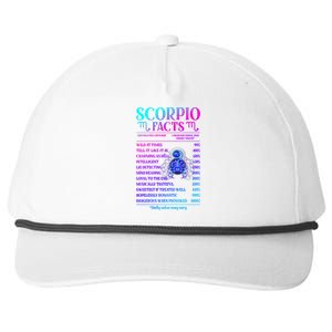 Funny Scorpio Facts Zodiac November Birthday Gift Funny Gift Snapback Five-Panel Rope Hat