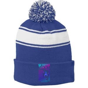 Funny Scorpio Facts Zodiac November Birthday Gift Funny Gift Stripe Pom Pom Beanie