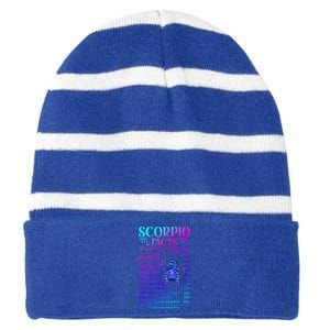 Funny Scorpio Facts Zodiac November Birthday Gift Funny Gift Striped Beanie with Solid Band