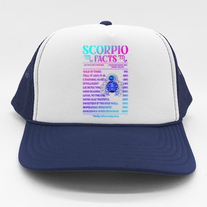 Funny Scorpio Facts Zodiac November Birthday Gift Funny Gift Trucker Hat