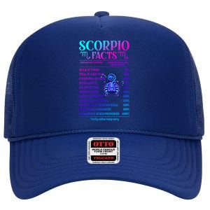 Funny Scorpio Facts Zodiac November Birthday Gift Funny Gift High Crown Mesh Back Trucker Hat