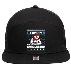 Frosty Swoleman Funny Christmas Workout Gym Weight Lifting  7 Panel Mesh Trucker Snapback Hat