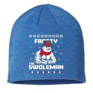 Frosty Swoleman Funny Christmas Workout Gym Weight Lifting  Sustainable Beanie