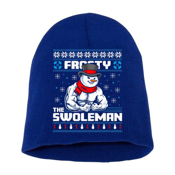 Frosty Swoleman Funny Christmas Workout Gym Weight Lifting  Short Acrylic Beanie