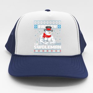 Frosty Swoleman Funny Christmas Workout Gym Weight Lifting  Trucker Hat