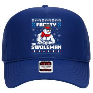 Frosty Swoleman Funny Christmas Workout Gym Weight Lifting  High Crown Mesh Back Trucker Hat