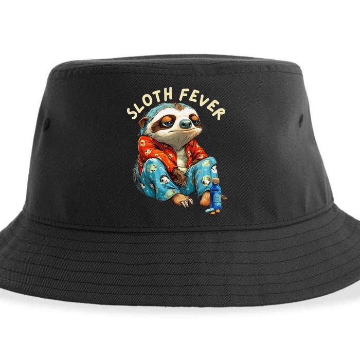Funny Sloth Fever Humor Sustainable Bucket Hat