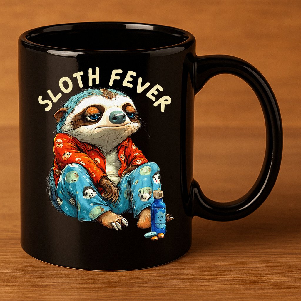 Funny Sloth Fever Humor 11oz C Handle Ceramic Mug