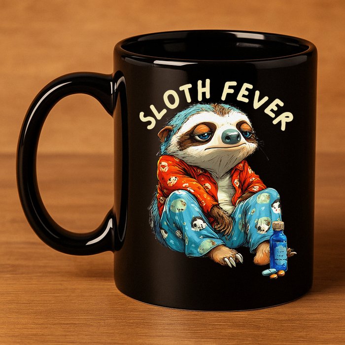 Funny Sloth Fever Humor 11oz C Handle Ceramic Mug