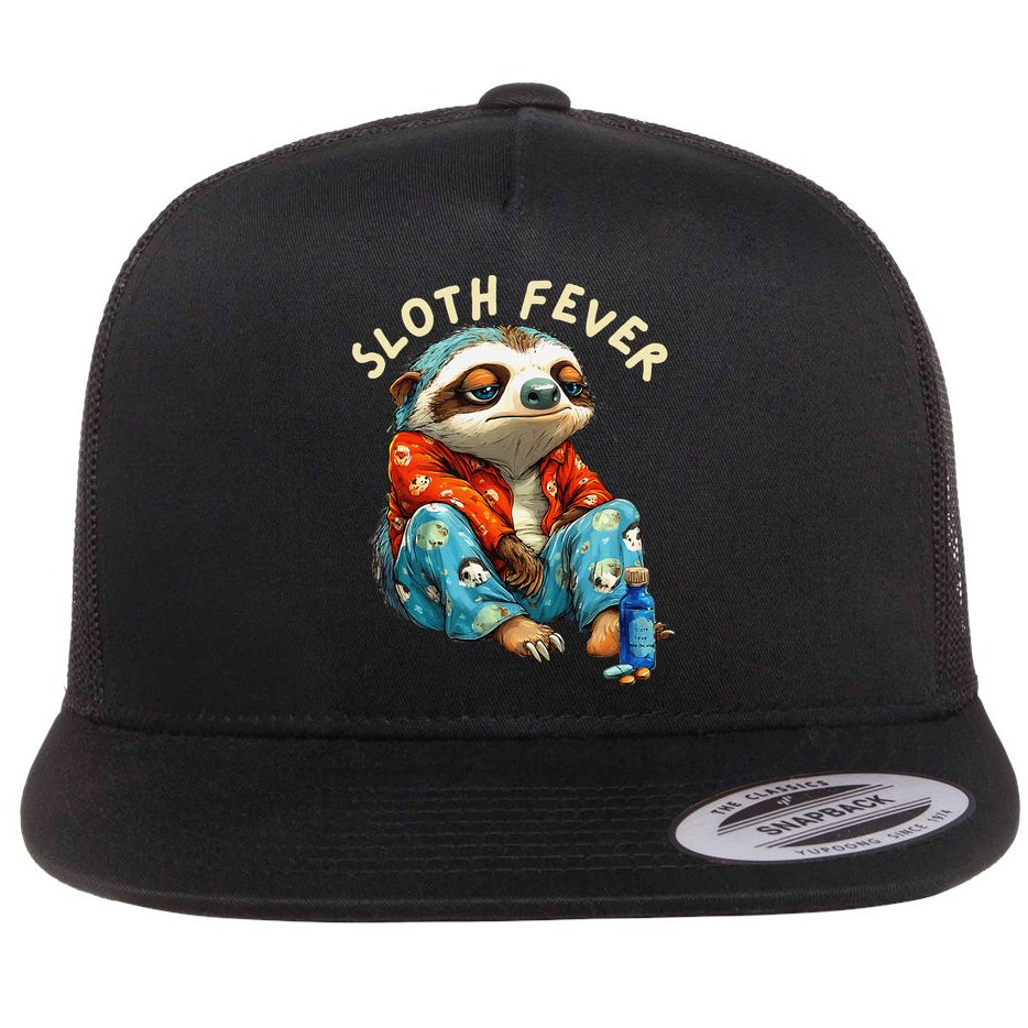 Funny Sloth Fever Humor Flat Bill Trucker Hat