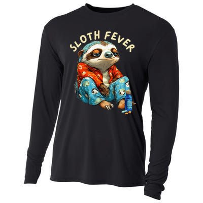 Funny Sloth Fever Humor Cooling Performance Long Sleeve Crew