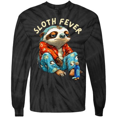 Funny Sloth Fever Humor Tie-Dye Long Sleeve Shirt