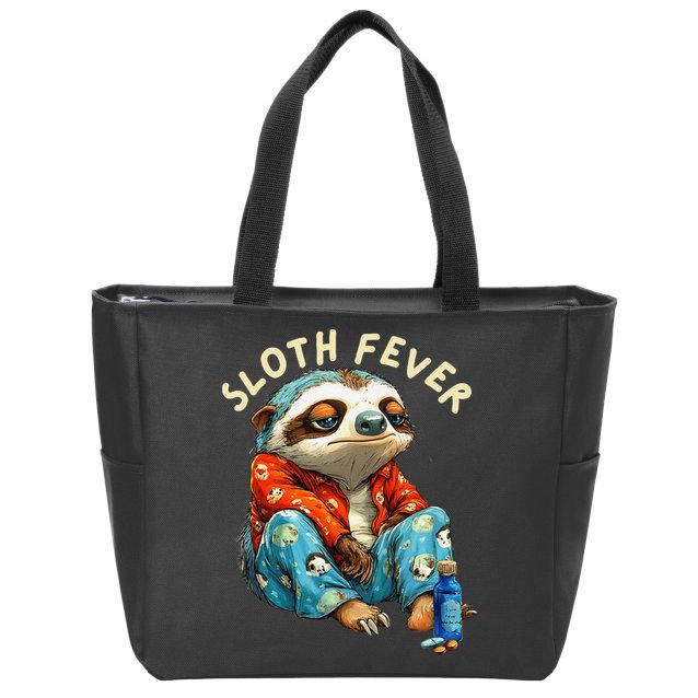 Funny Sloth Fever Humor Zip Tote Bag