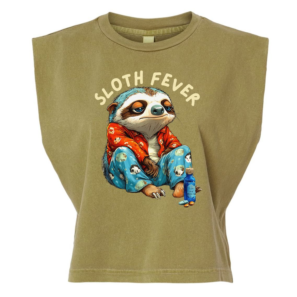 Funny Sloth Fever Humor Garment-Dyed Women's Muscle Tee