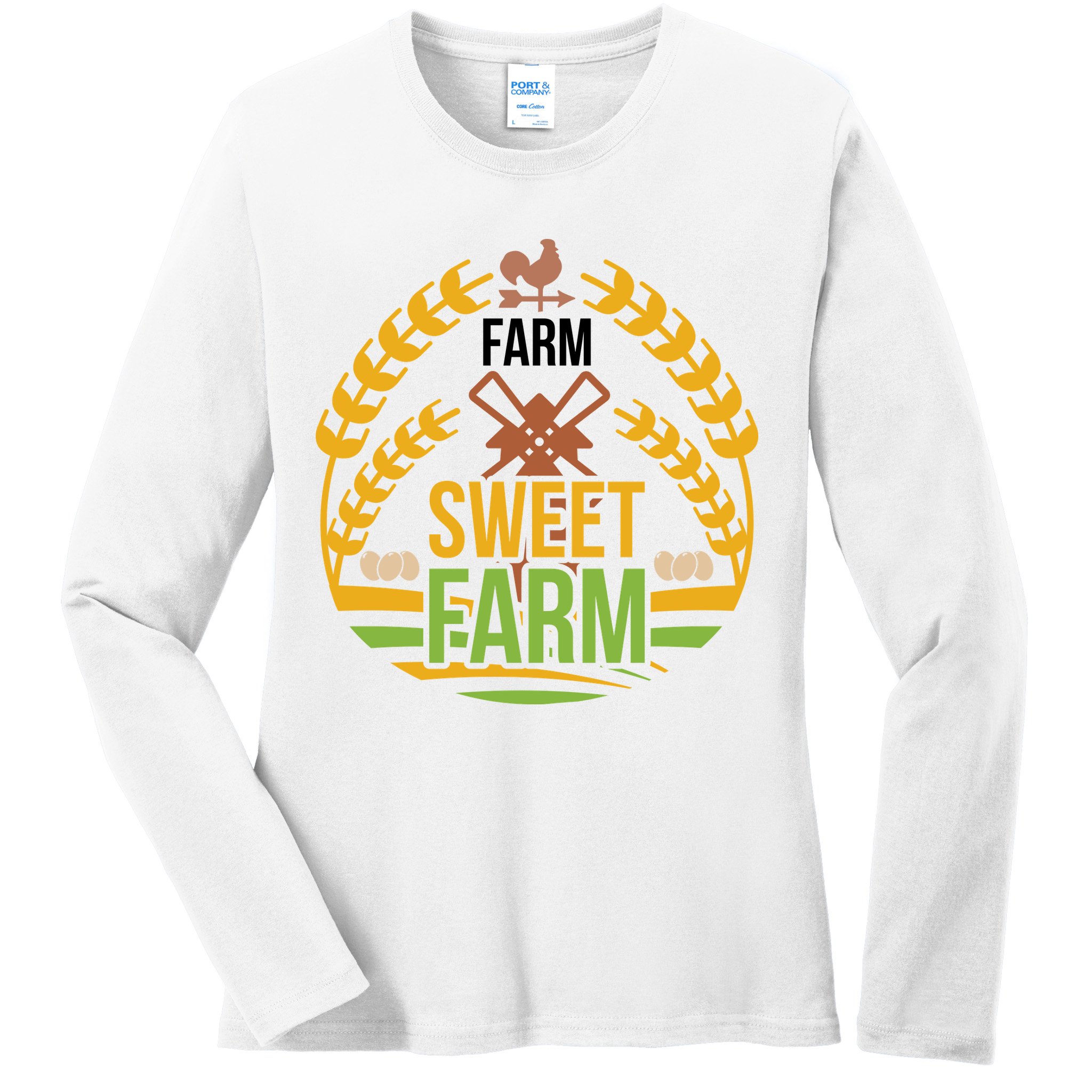Farm Sweet Farm Ladies Long Sleeve Shirt