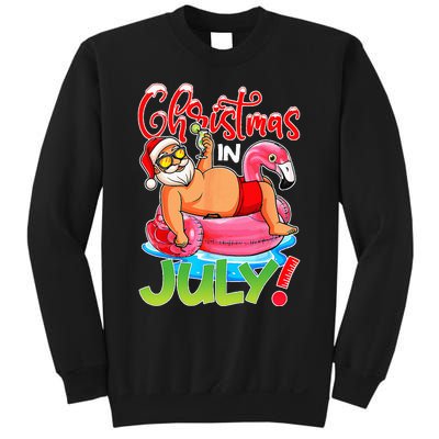 Funny Santa Flamingo Float Christmas In July Summer Vacation Sweatshirt