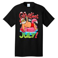 Funny Santa Flamingo Float Christmas In July Summer Vacation Tall T-Shirt