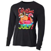 Funny Santa Flamingo Float Christmas In July Summer Vacation Cooling Performance Long Sleeve Crew