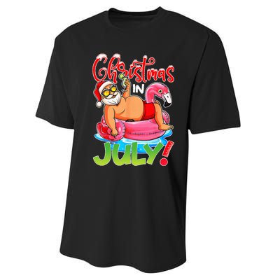 Funny Santa Flamingo Float Christmas In July Summer Vacation Performance Sprint T-Shirt