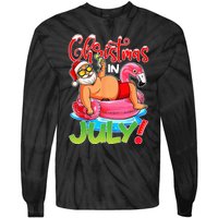 Funny Santa Flamingo Float Christmas In July Summer Vacation Tie-Dye Long Sleeve Shirt