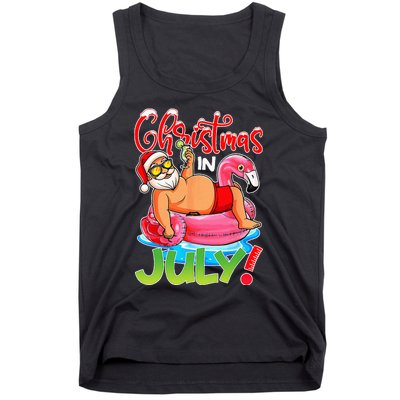 Funny Santa Flamingo Float Christmas In July Summer Vacation Tank Top