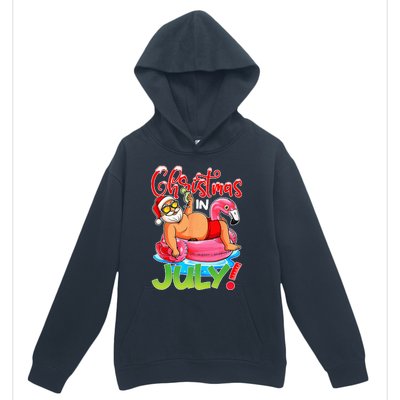 Funny Santa Flamingo Float Christmas In July Summer Vacation Urban Pullover Hoodie