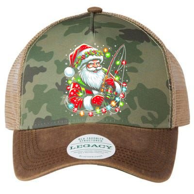 Funny Santa Fishing Merry Fishmas Christmas Fisherman Dad Legacy Tie Dye Trucker Hat