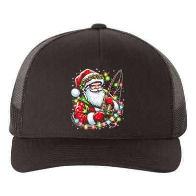 Funny Santa Fishing Merry Fishmas Christmas Fisherman Dad Yupoong Adult 5-Panel Trucker Hat