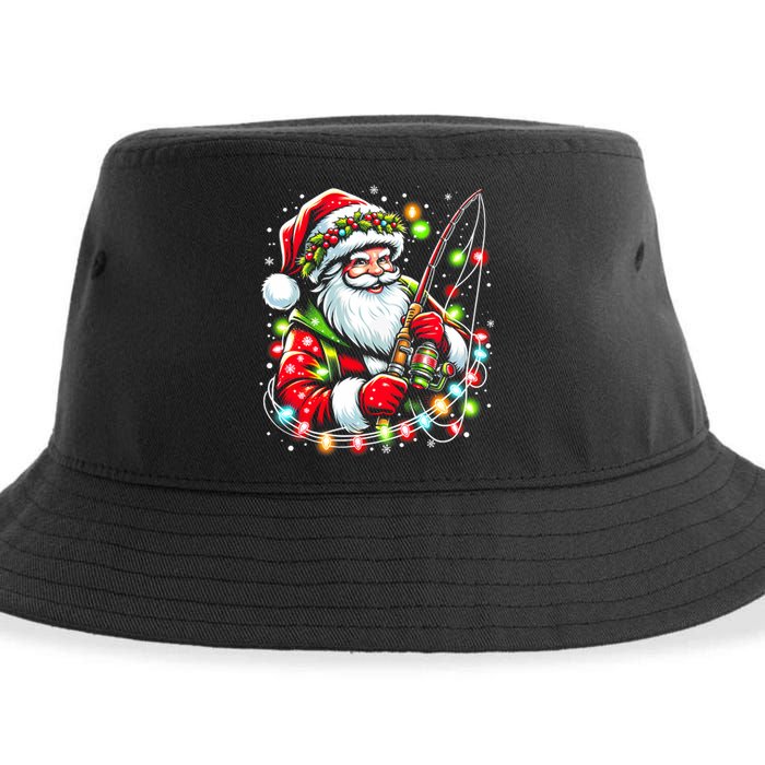 Funny Santa Fishing Merry Fishmas Christmas Fisherman Dad Sustainable Bucket Hat