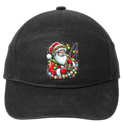 Funny Santa Fishing Merry Fishmas Christmas Fisherman Dad 7-Panel Snapback Hat