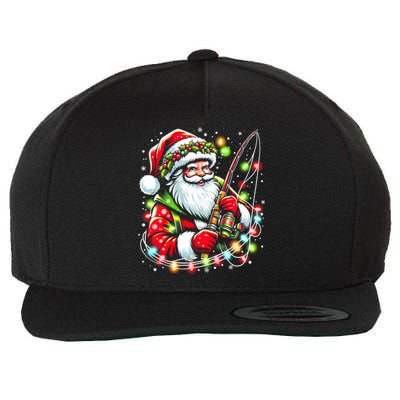 Funny Santa Fishing Merry Fishmas Christmas Fisherman Dad Wool Snapback Cap