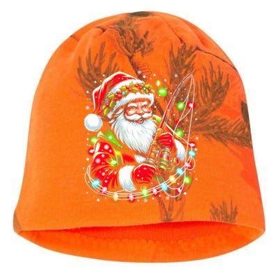 Funny Santa Fishing Merry Fishmas Christmas Fisherman Dad Kati - Camo Knit Beanie