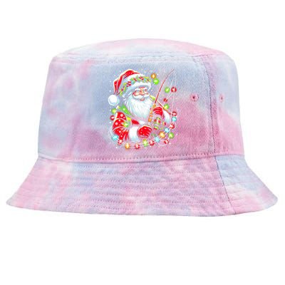 Funny Santa Fishing Merry Fishmas Christmas Fisherman Dad Tie-Dyed Bucket Hat